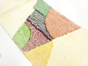 アンティーク　手織り真綿紬抽象模様織り出し名古屋帯